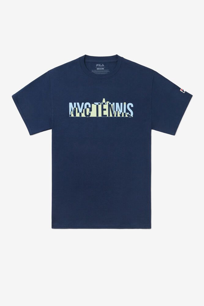 Fila T-Shirt Mens Navy Nyc Tennis Skyline - Ireland 23460-NGEF